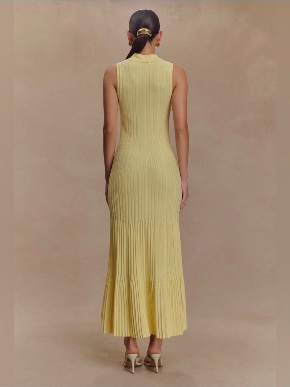 Meshki Margie Sleeveless Knit Midi Dress in Lemon - Picture 3 of 8